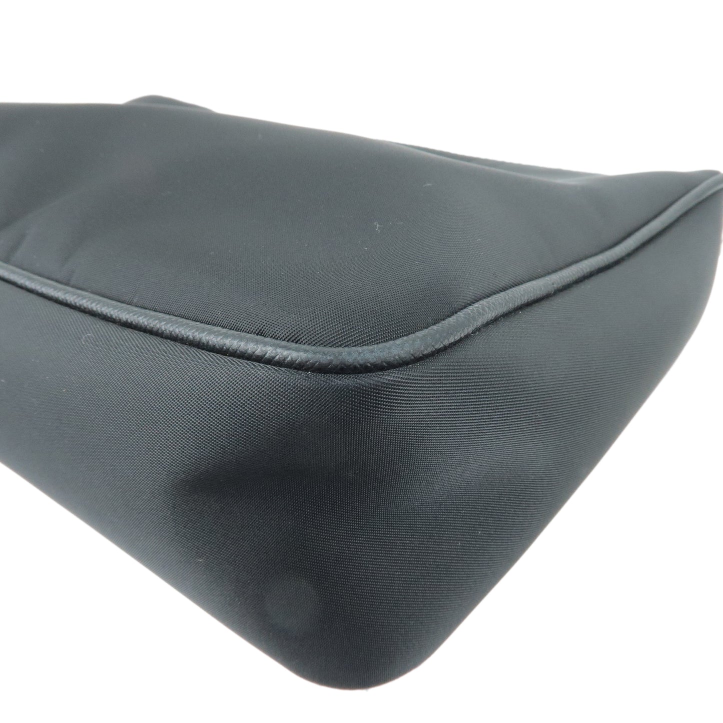 PRADA Logo Nylon Leather Shoulder Bag Black Yellow 2VH113