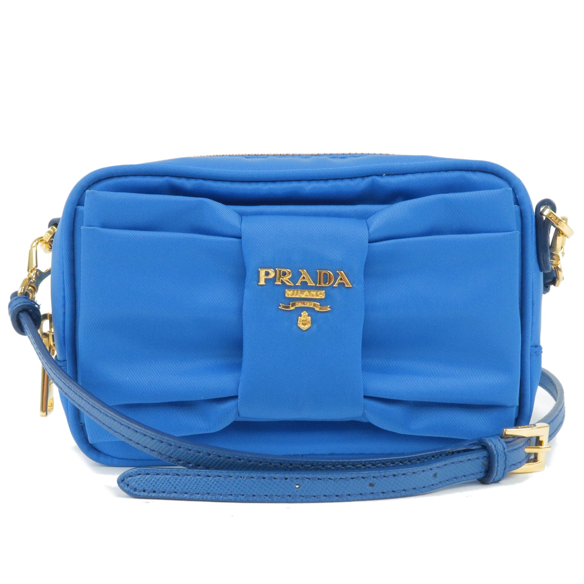 PRADA-Logo-Nylon-Leather-Ribbon-Shoulder-Bag-Blue-1N1727