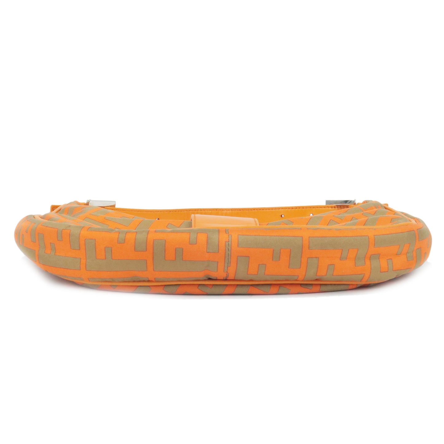 FENDI Zucca Nylon Leather Shoulder Bag Orange Khaki 09163211001