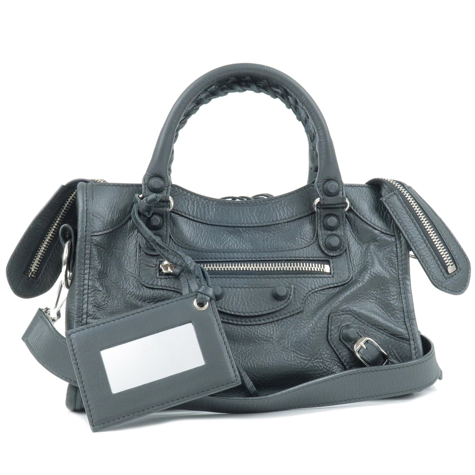BALENCIAGA-Leather-Classic-Mini-City-2Way-Bag-Black-300295