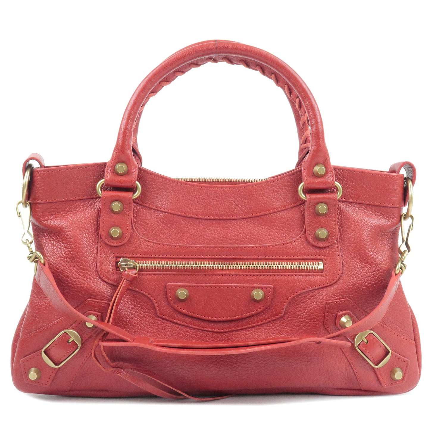 BALENCIAGA-The-First-Leather-2Way-Bag-Hand-Bag-Red-103208