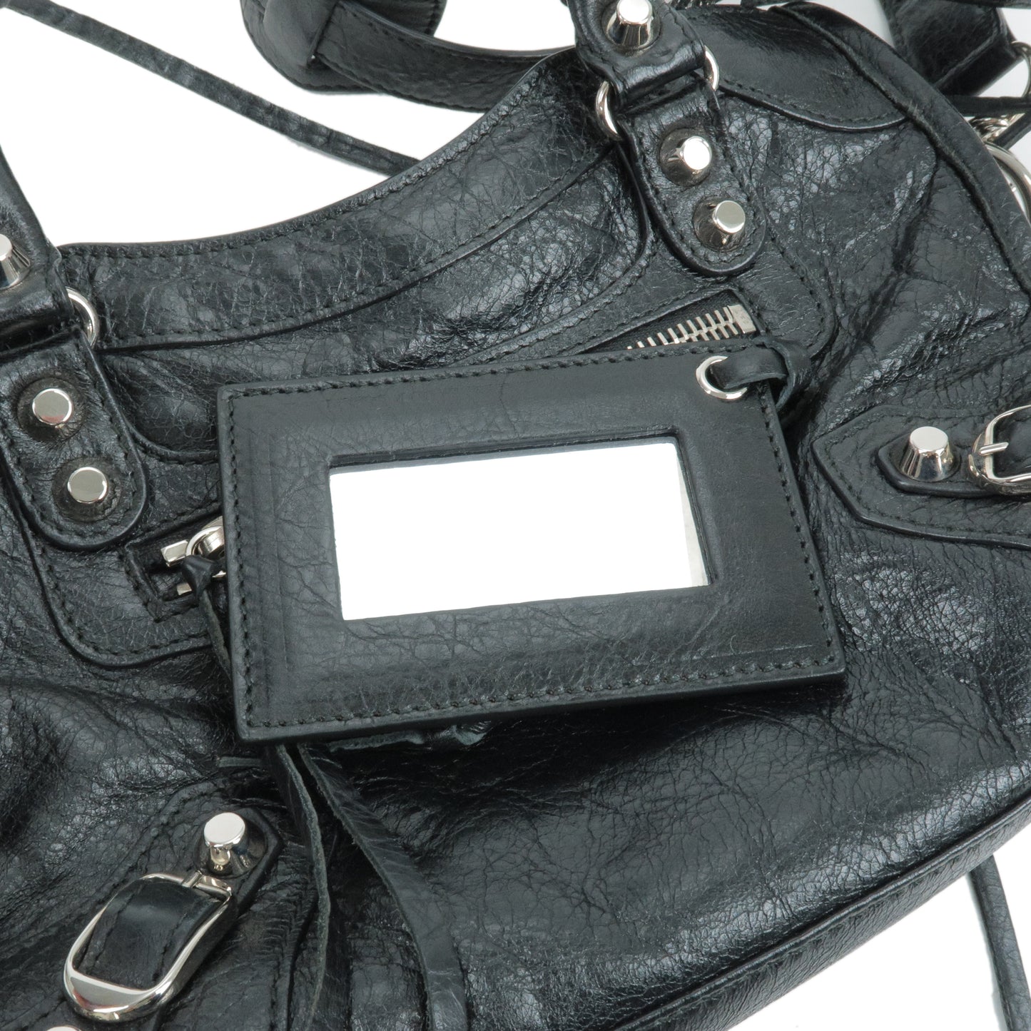 BALENCIAGA Leather Classic Mini City 2Way Bag HandBag Black 300295