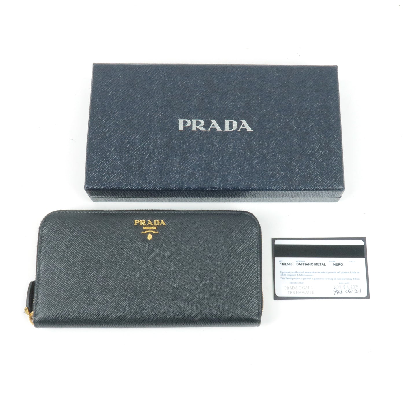 PRADA Logo Leather Round Zippy Long Wallet NERO Black 1ML506