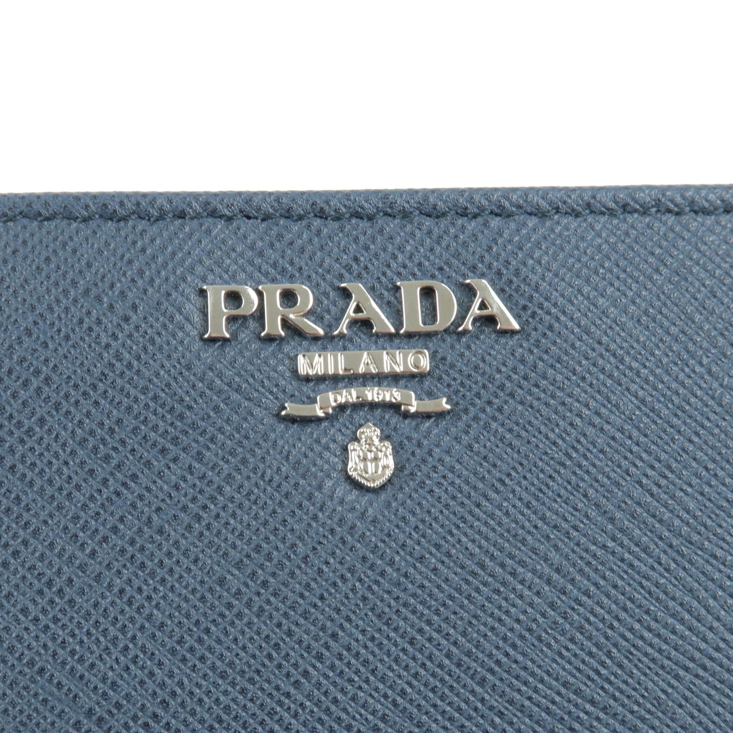 PRADA Logo Saffiano Leather Bi-Fold Wallet BALTICO Navy 1ML225