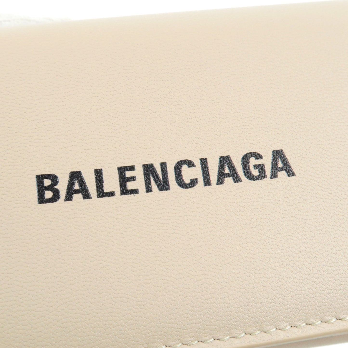 BALENCIAGA Leather Cash Mini Tri-Fold Wallet Light Beige 593813