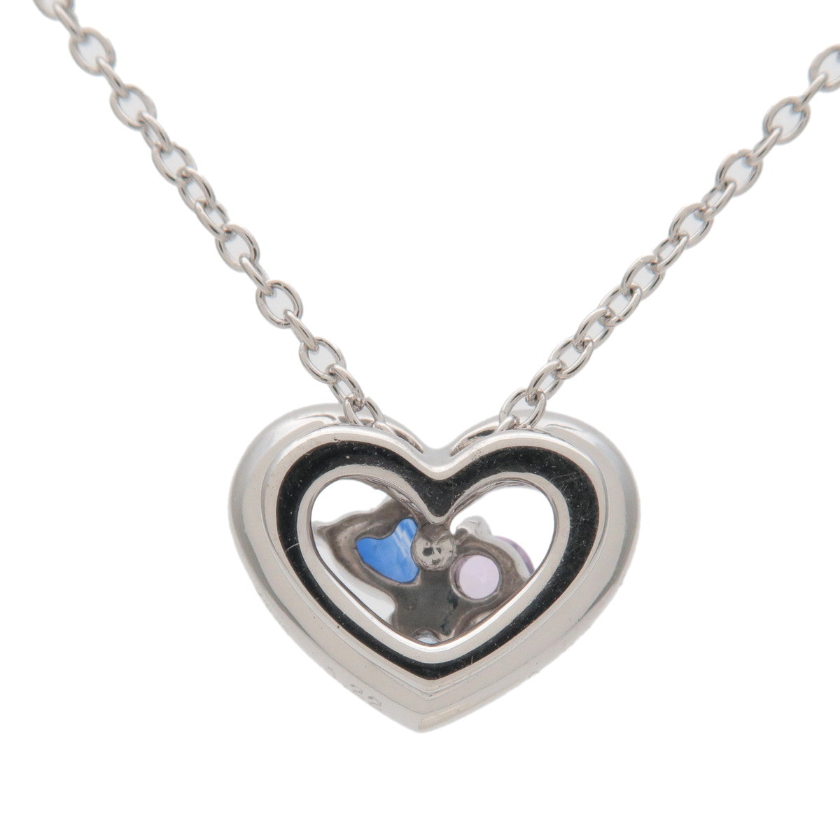 Ponte Vecchio Heart Diamond Sapphire Necklace 0.22ct 0.20ct K18WG