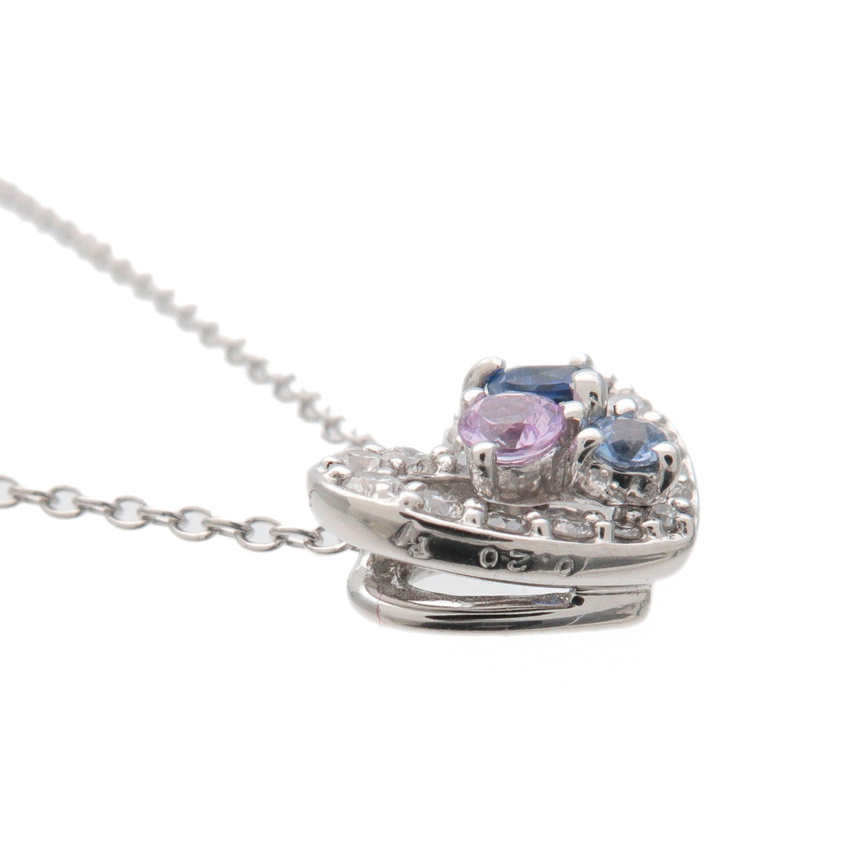 Ponte Vecchio Heart Diamond Sapphire Necklace 0.22ct 0.20ct K18WG
