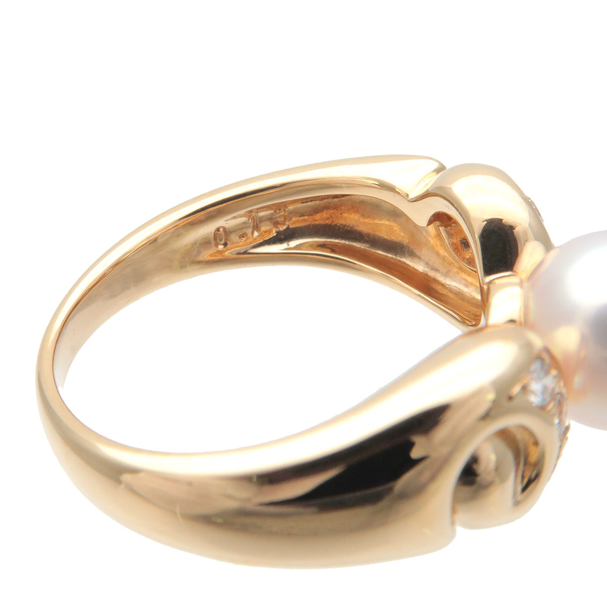 TASAKI Pearl Diamond Ring 0.13ct K18YG Yellow Gold US5.5 EU51