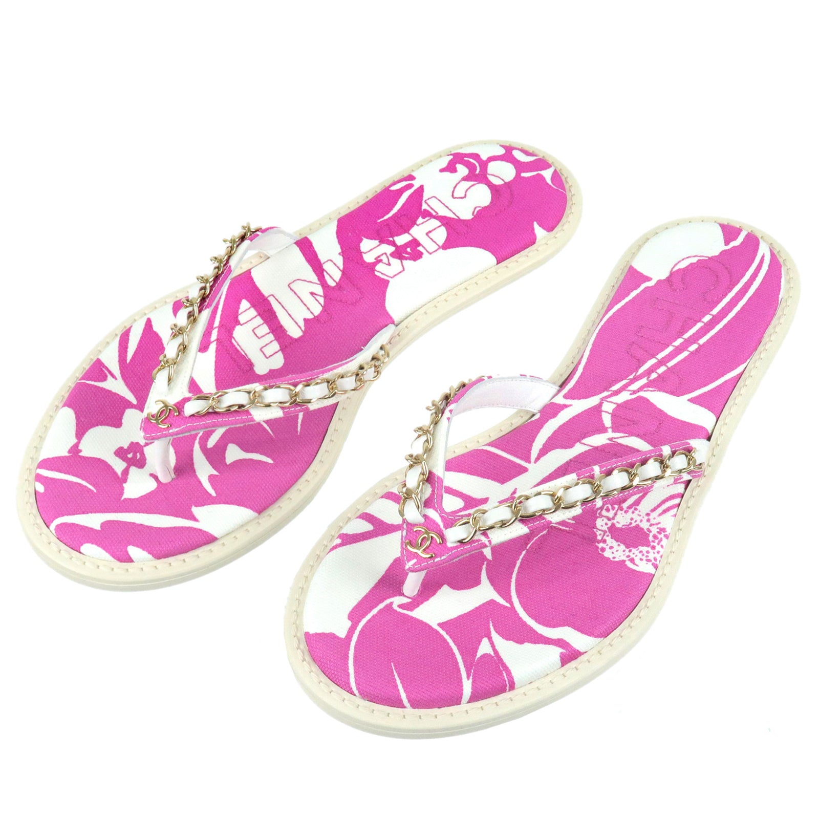 CHANEL-Coco-Beach-FlipFlop-Rubber-Canvas-Leather-Pink-White-G35965