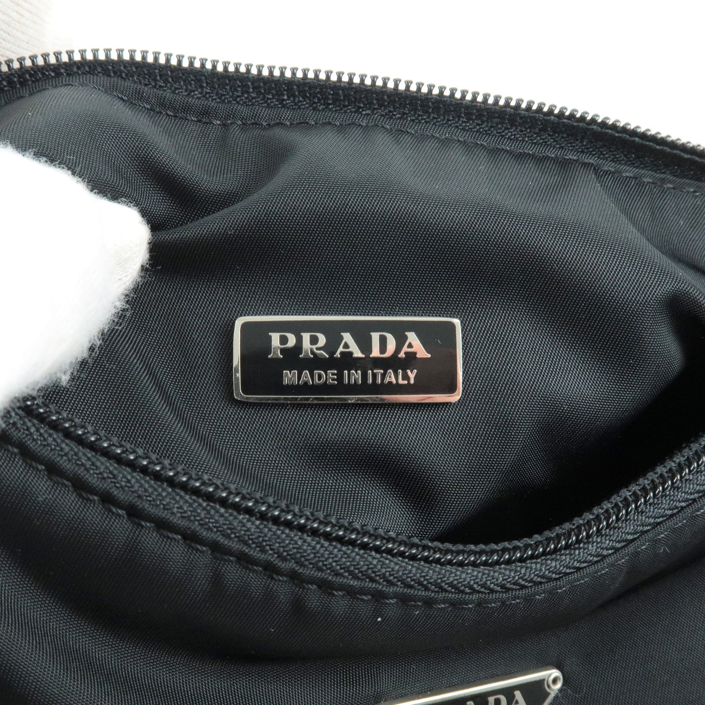 PRADA Logo Nylon Cosmetic Pouch Hand Bag Clutch Bag NERO Black