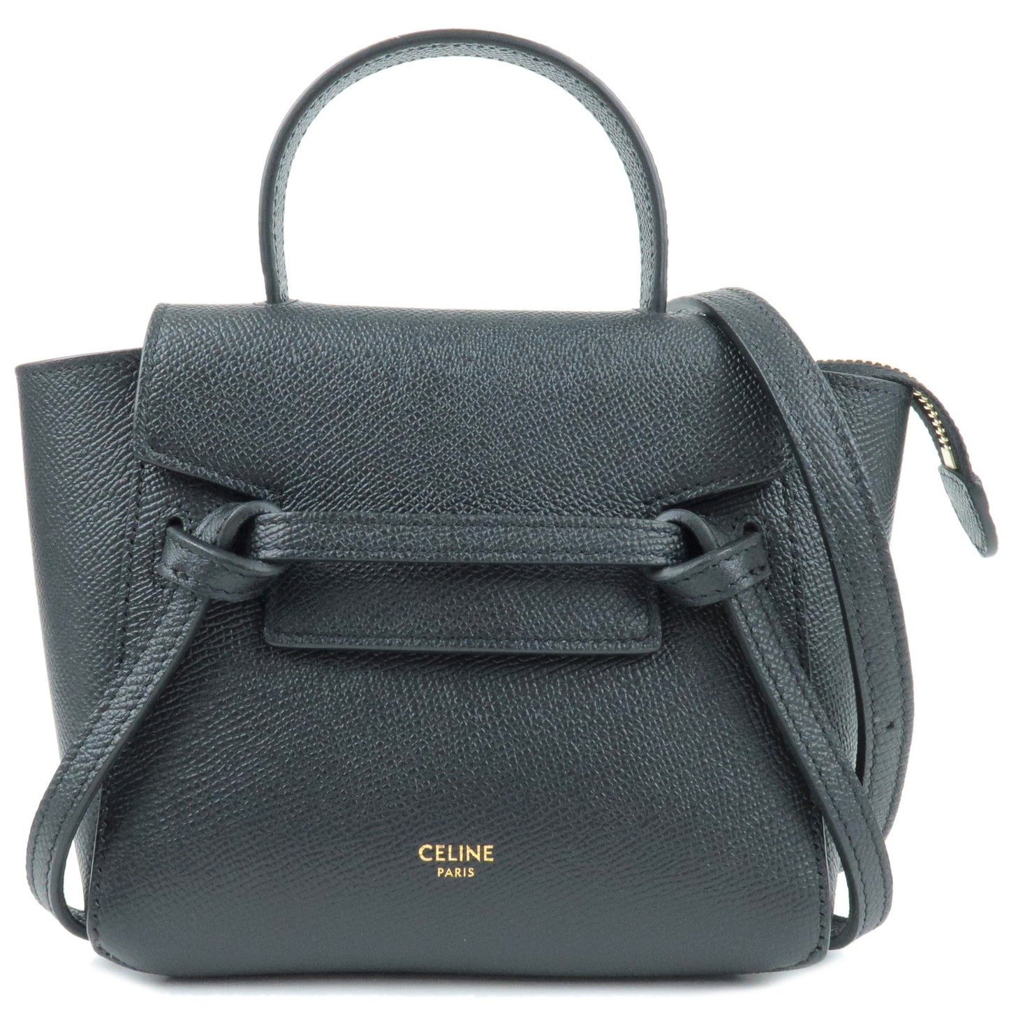 CELINE-Pico-Leather-Belt-Bag-2Way-Bag-Hand-Bag-Black-194263
