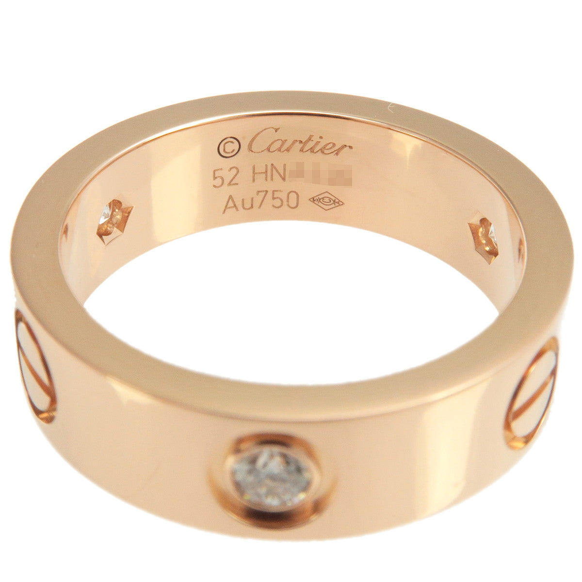 Cartier Love Ring Half Diamond K18PG 750PG Rose Gold #52 US6-6.5