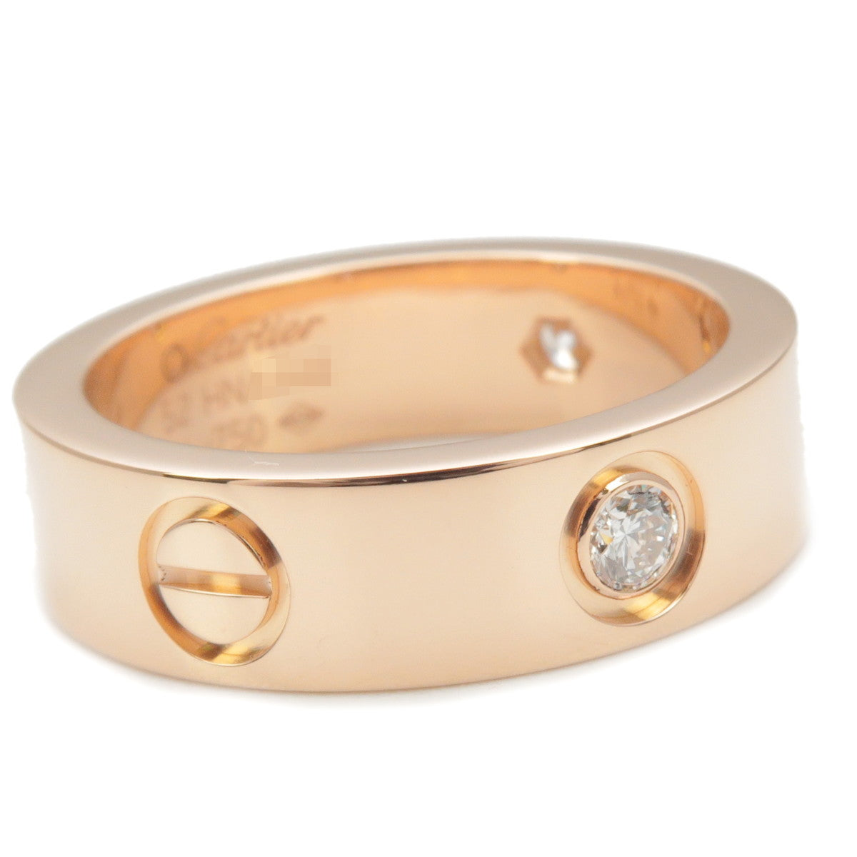 Cartier Love Ring Half Diamond K18PG 750PG Rose Gold #52 US6-6.5