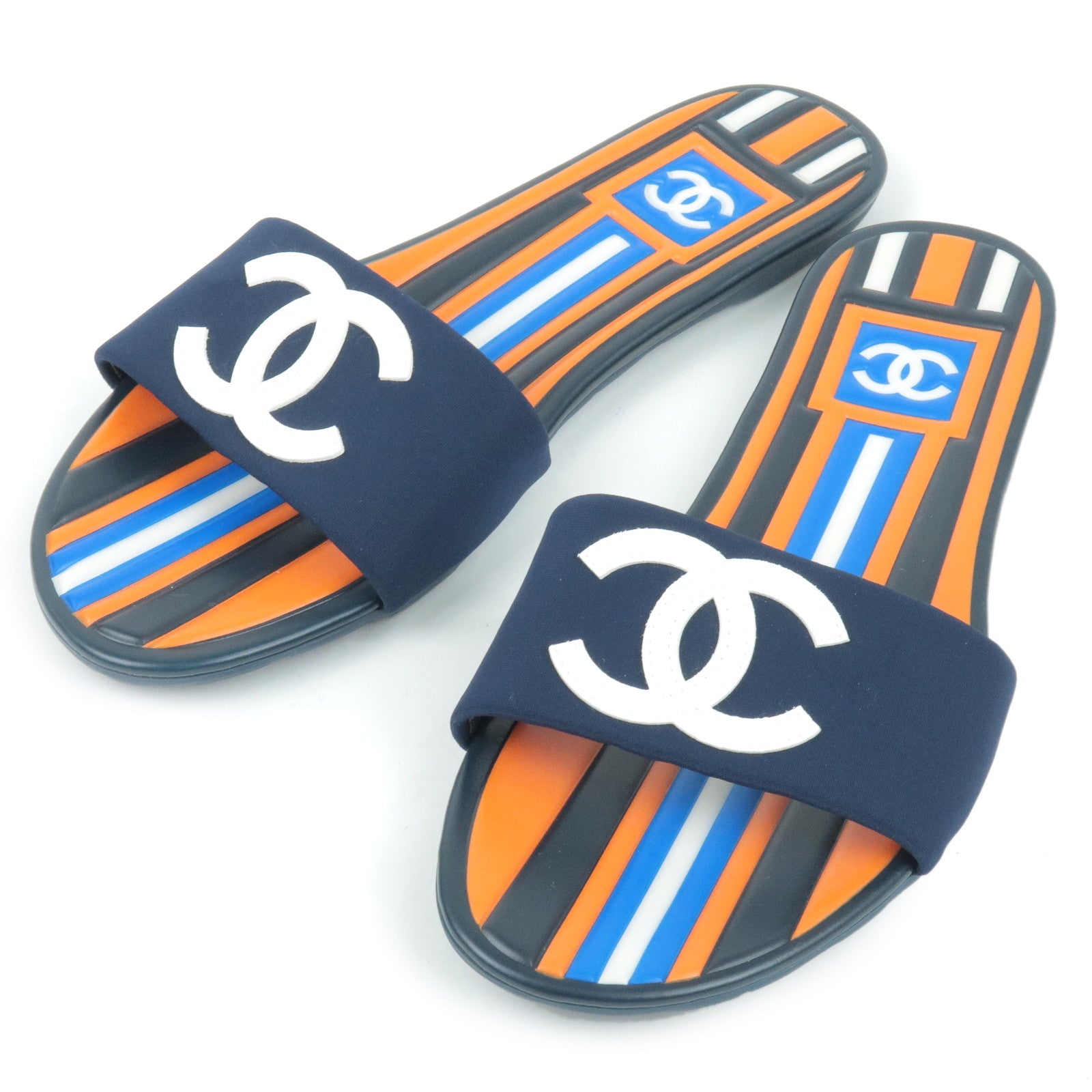 CHANEL-CC-Logo-Shower-Flat-Sandals-Orange-G25906-US6-EU36.5