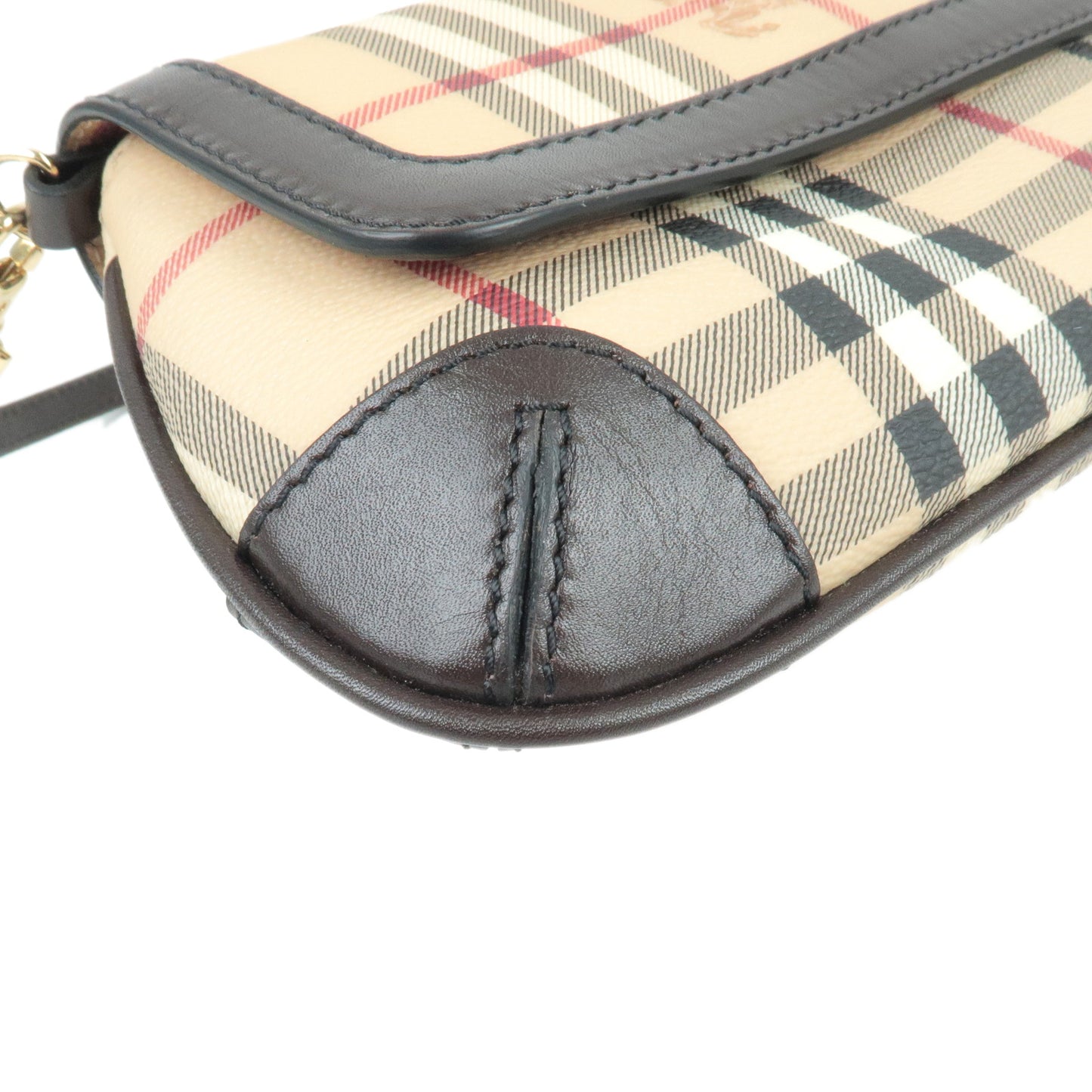 BURBERRY Nova Plaid PVC Leather Shoulder Bag Beige Brown