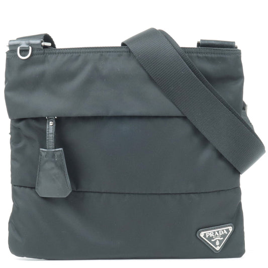 PRADA-Logo-Nylon-Leather-Shoulder-Bag-NERO-Black-BT0741
