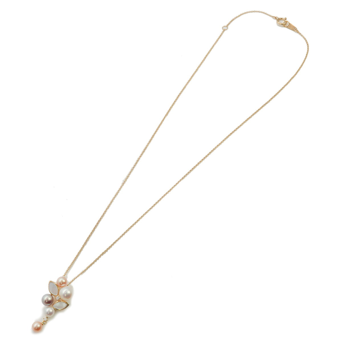 TASAKI Pearl Shell Diamond Necklace 0.02ct K18 750YG Yellow Gold