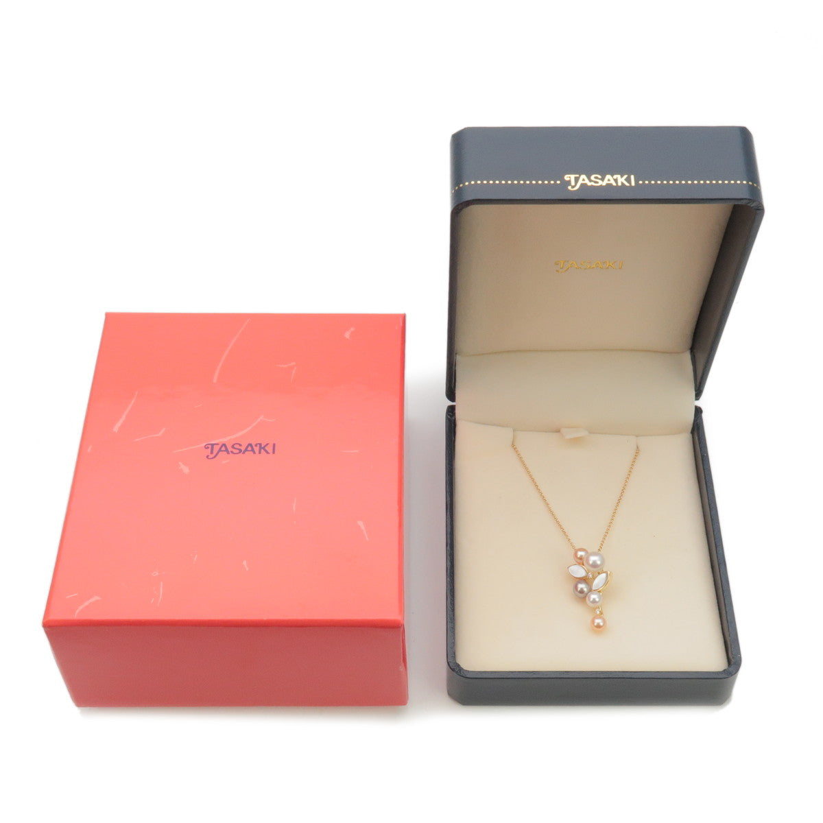 TASAKI Pearl Shell Diamond Necklace 0.02ct K18 750YG Yellow Gold