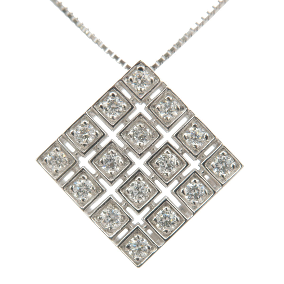 MIKIMOTO-Square-Diamond-Necklace-0.47ct-K18-White-Gold