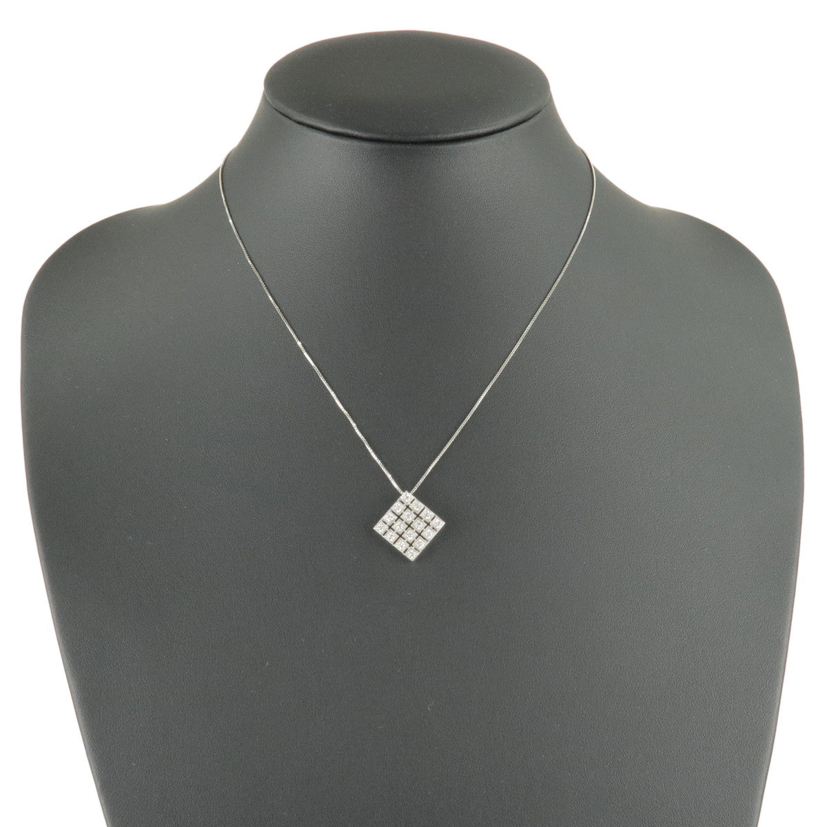 MIKIMOTO Square Diamond Necklace 0.47ct K18 White Gold