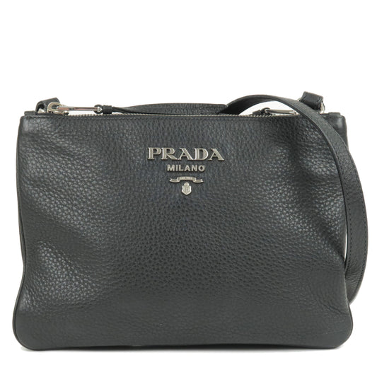 PRADA-Logo-Leather-Shoulder-Bag-Silver-Hardware-Black-1BH046