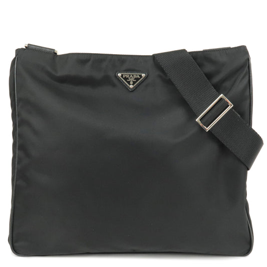 PRADA-Logo-Nylon-Leather-Shoulder-Bag-NERO-Black-VA0348