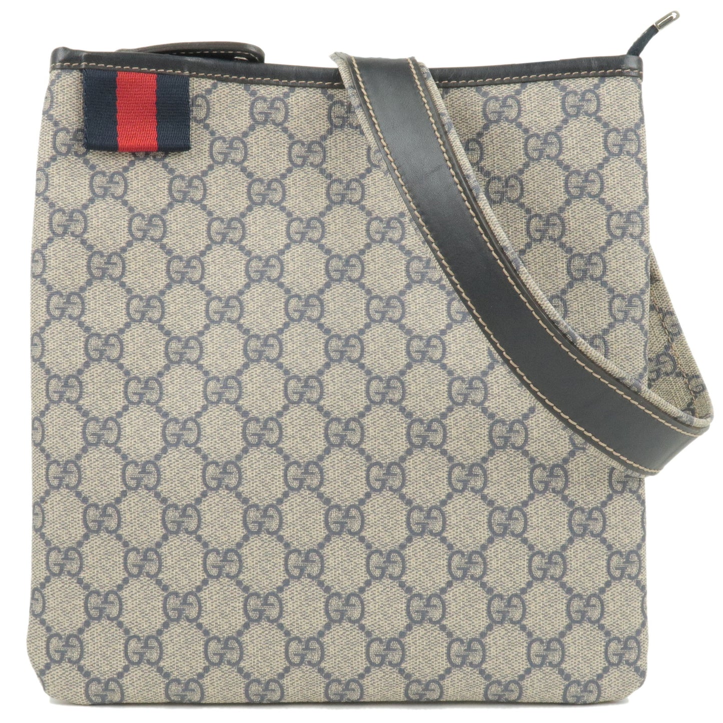 GUCCI-Sherry-GG-Plus-GG-Supreme-Leather-Shoulder-Bag-Navy-246413
