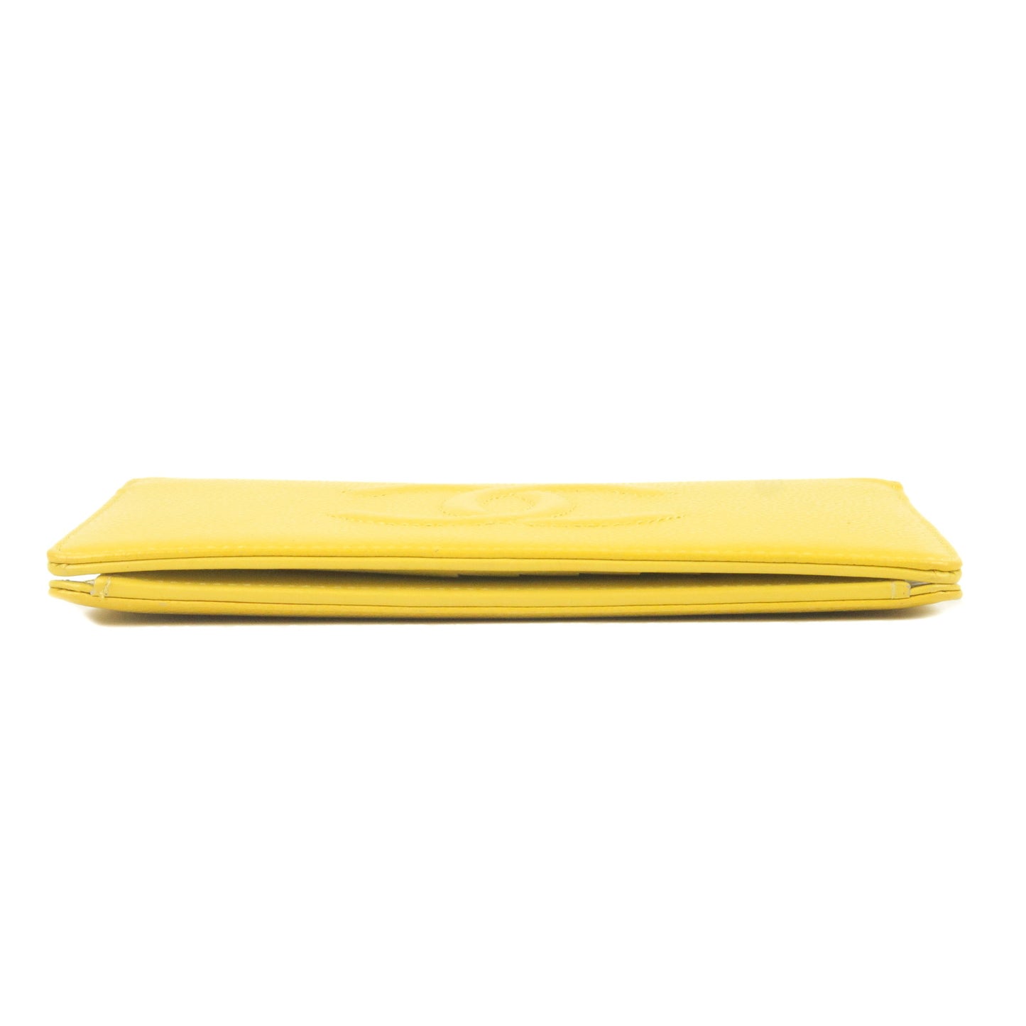 CHANEL Caviar Skin Bi-Fold Long Wallet Yellow A48651