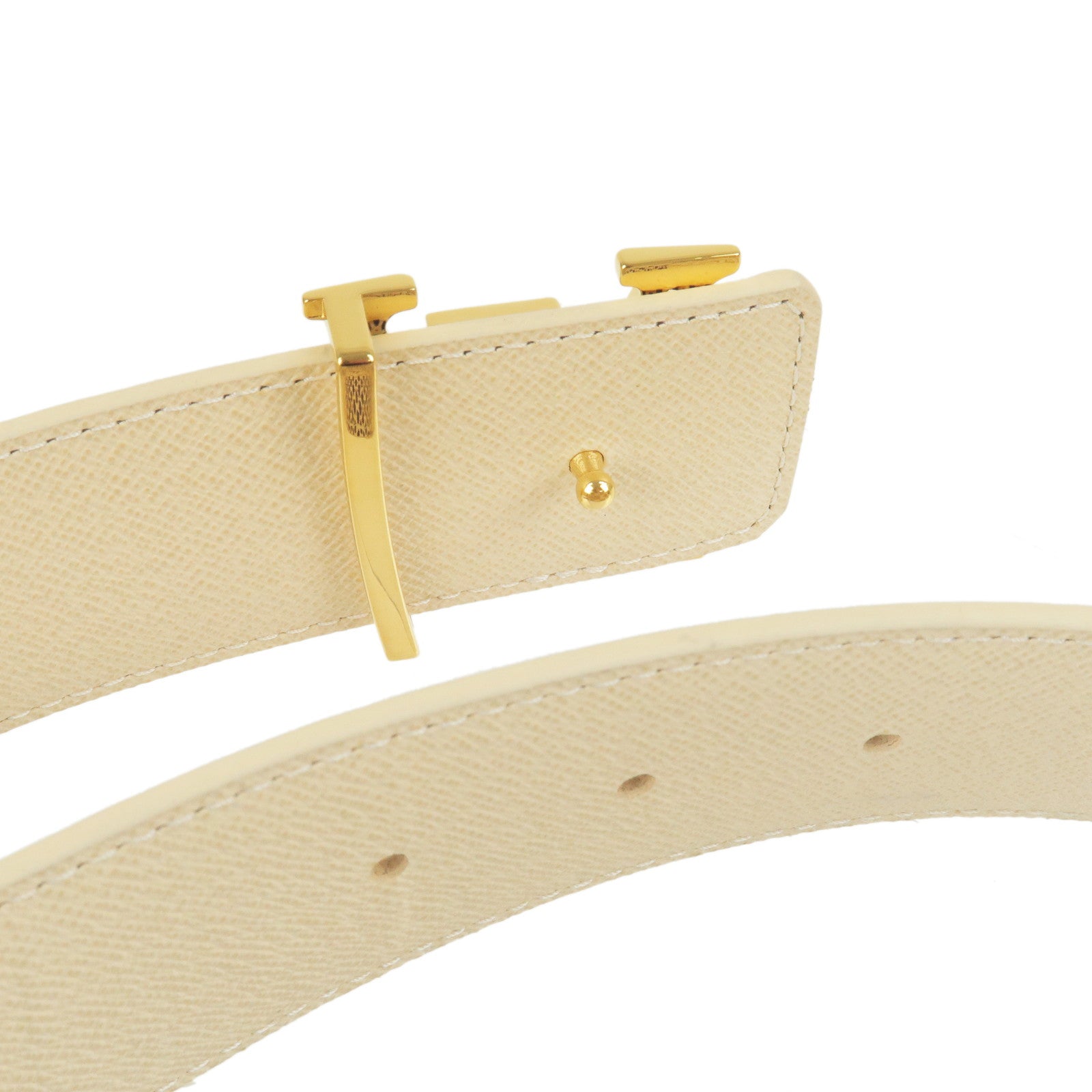 Louis Vuitton Lv checkered cream and gold belt