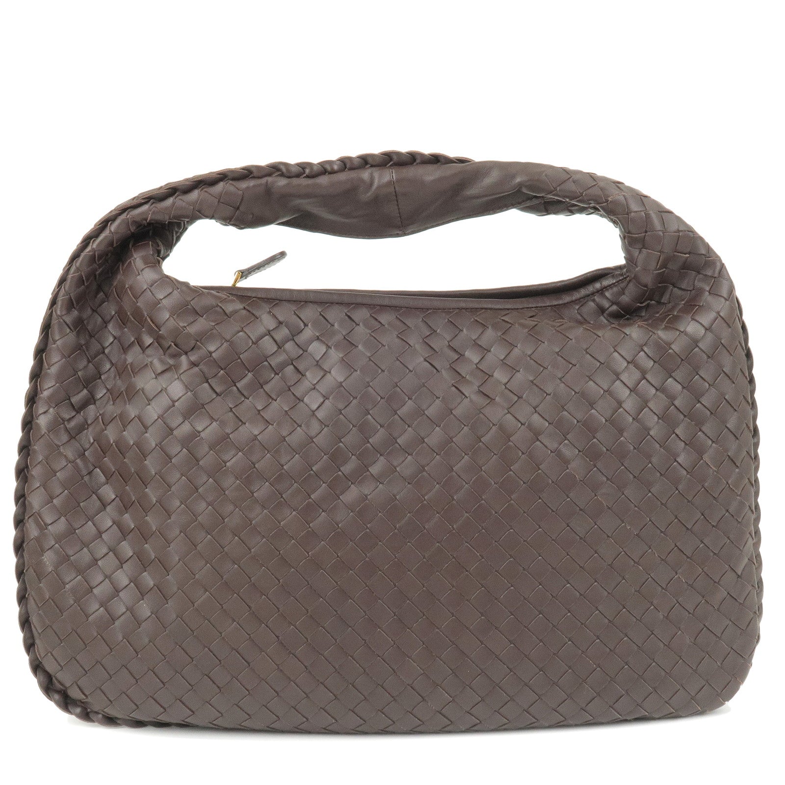 BOTTEGA-VENETA-Intrecciato-Leather-Shoulder-Bag-Brown-115653
