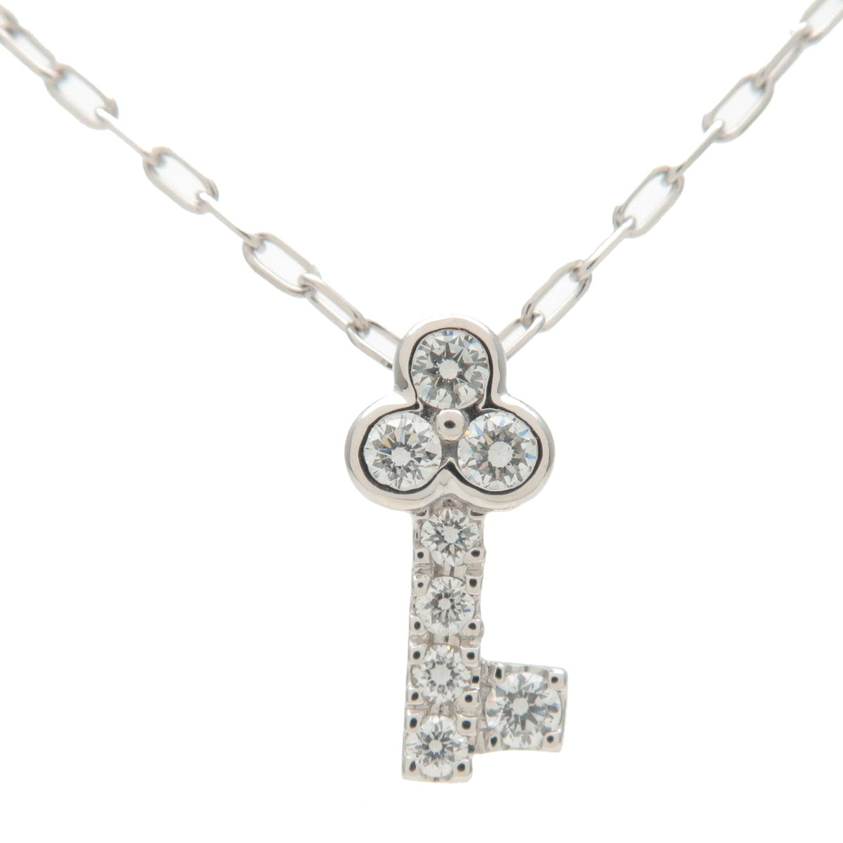 Mikimoto-Key-Shaped-Diamond-Necklace-0.10ct-750WG-White-Gold