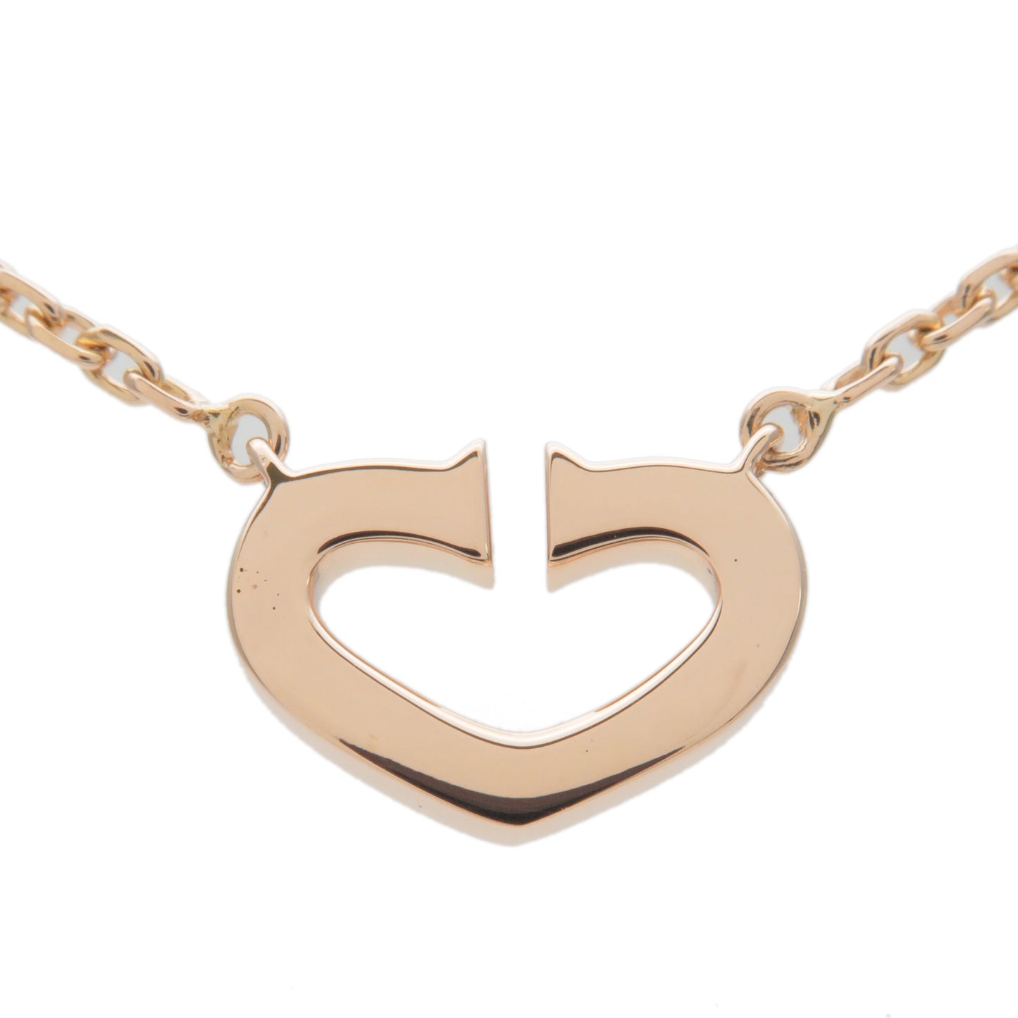 Cartier C Heart Diamond Necklace SM K18PG 750PG Rose Gold