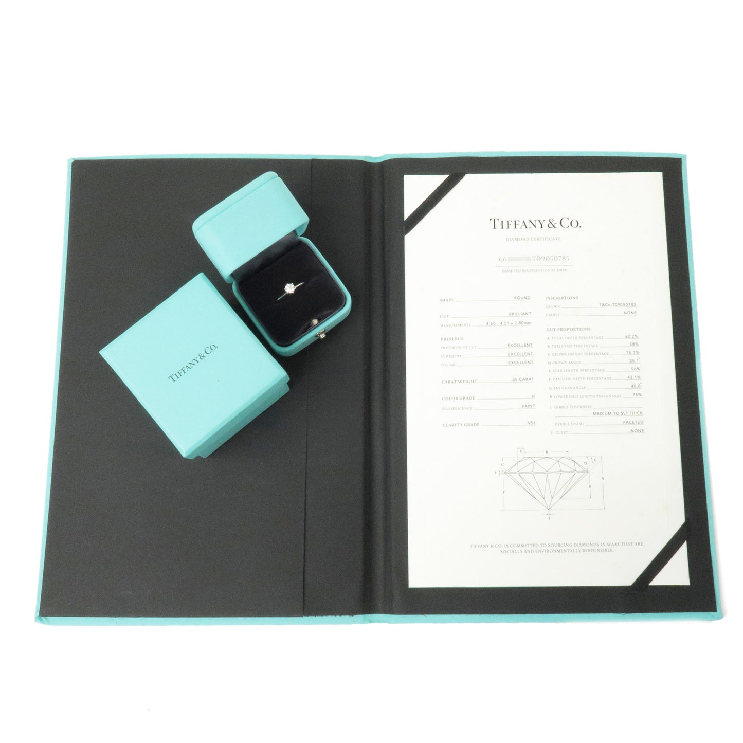 Tiffany&Co. Solitaire Diamond Ring 0.35ct Platinum US5.5-6