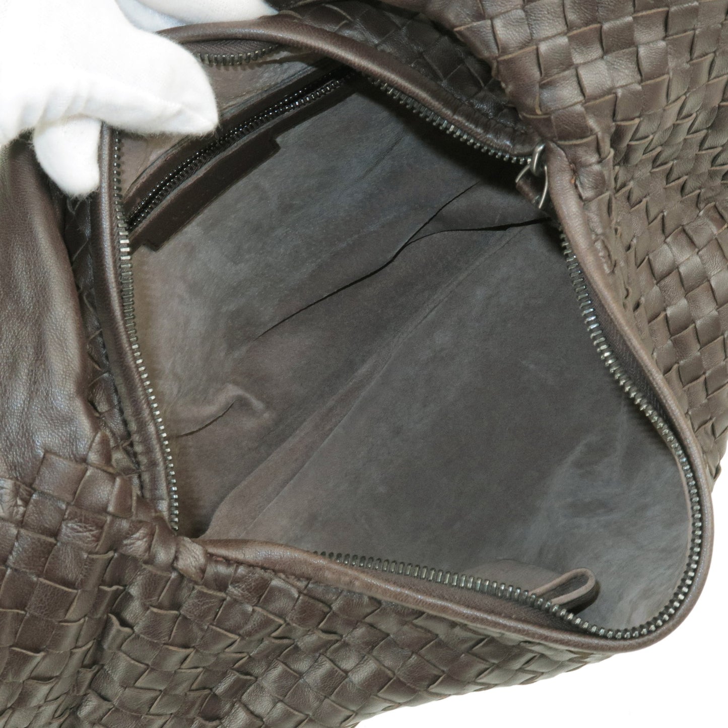 BOTTEGA VENETA Intrecciato Leather Shoulder Bag Dark Brown 232499