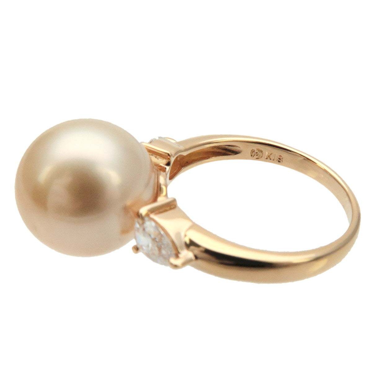 TASAKI Golden Pearl Diamond Ring 0.43ct K18 750YG US5 EU49