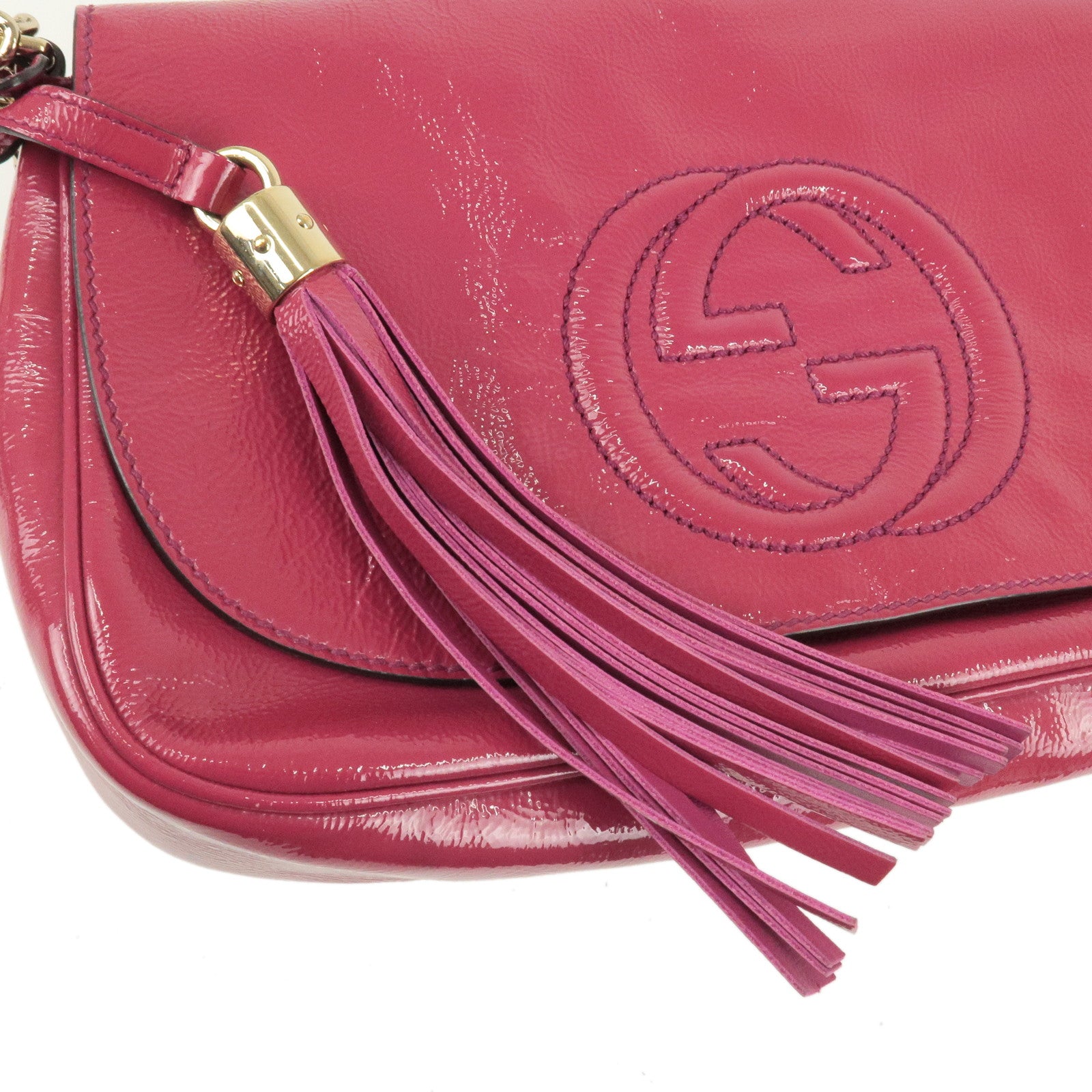 Gucci Soho Patent Leather Disco Bag in Pink