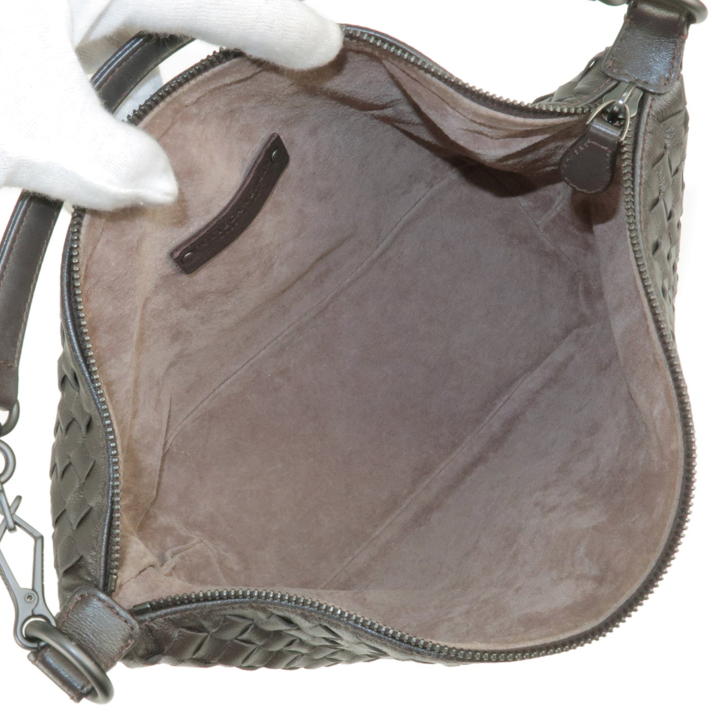 BOTTEGA VENETA Intrecciato Leather Shoulder Bag Dark Brown 239988