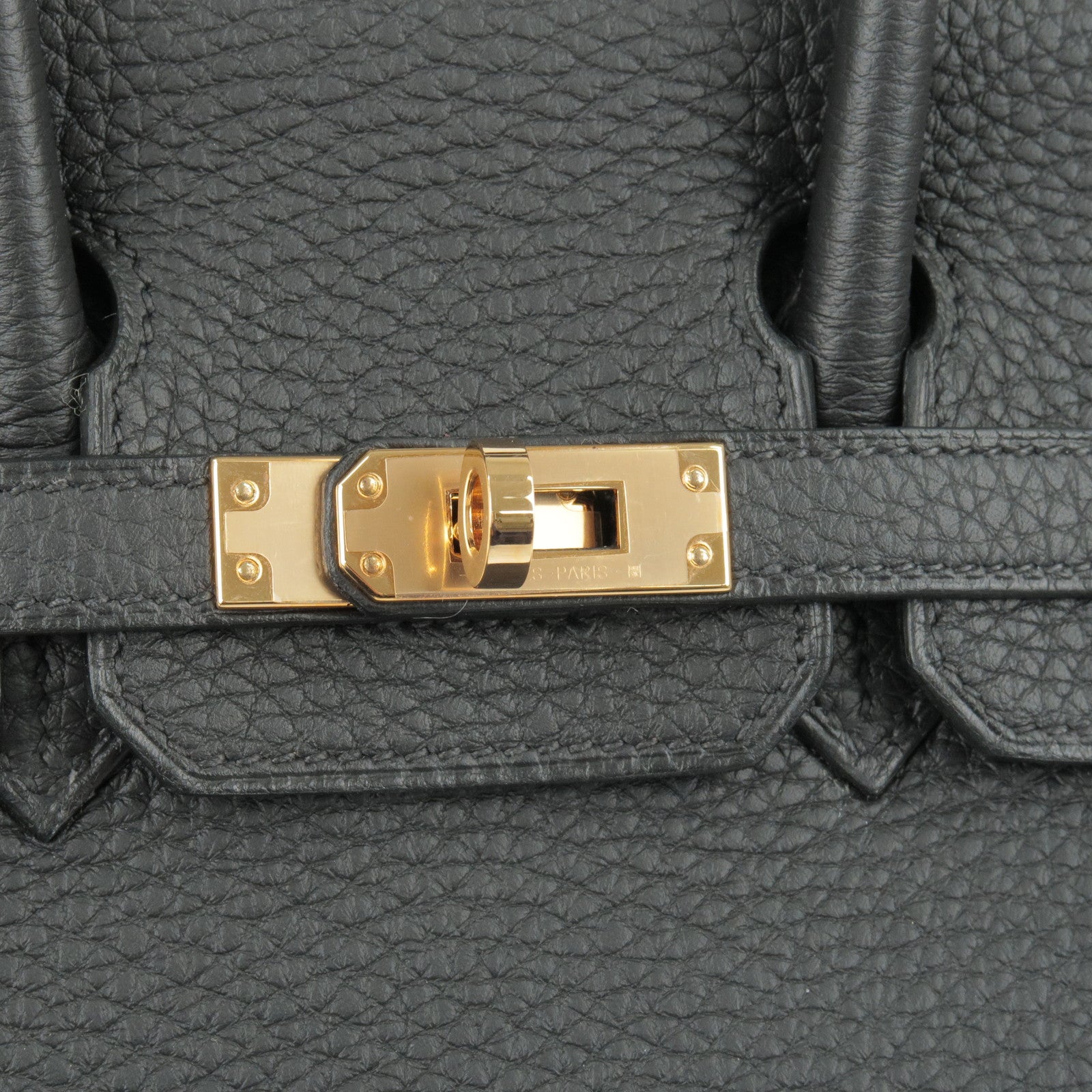 Hermes Black Togo Leather Rose Gold Hardware Birkin 25 Bag Hermes
