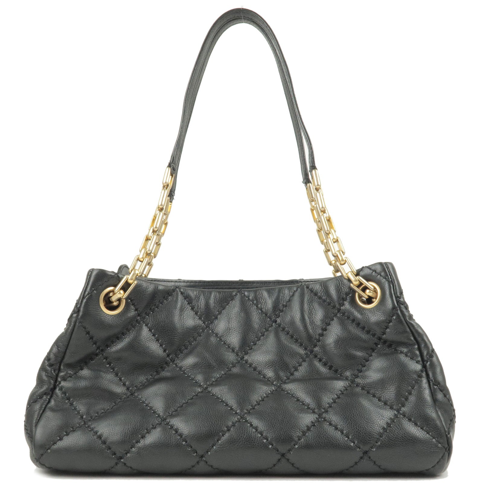 Vintage Chanel Boston Speedy Black Quilted Leather Hand Bag +