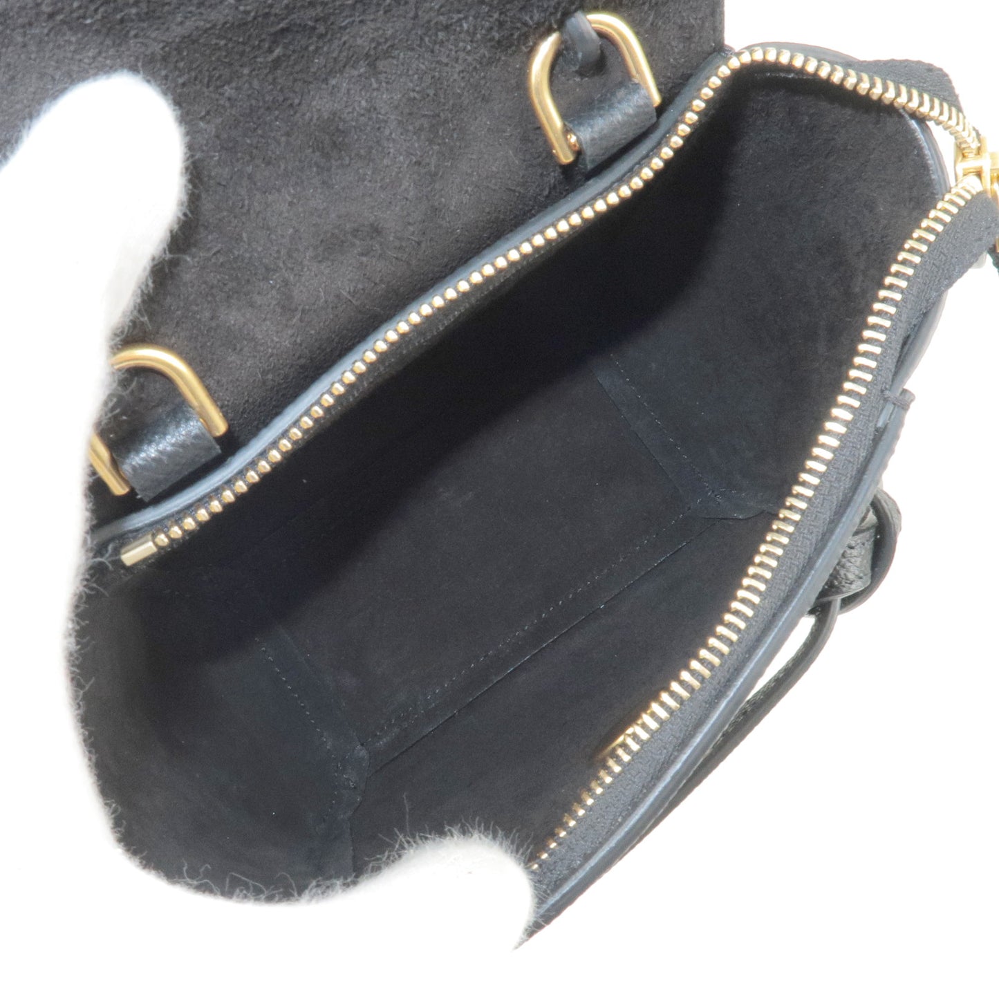 CELINE Pico Leather Belt Bag 2Way Bag Hand Bag Black 194263