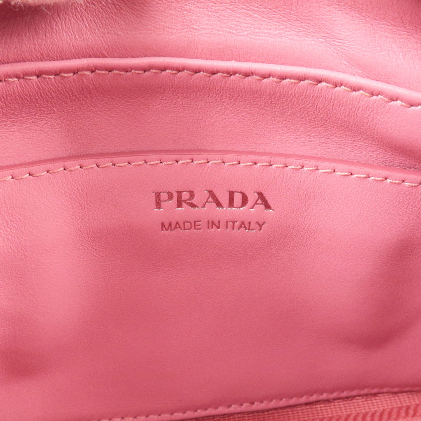 PRADA Logo Diagram Leather Chain Shoulder Bag Pink 1BH083