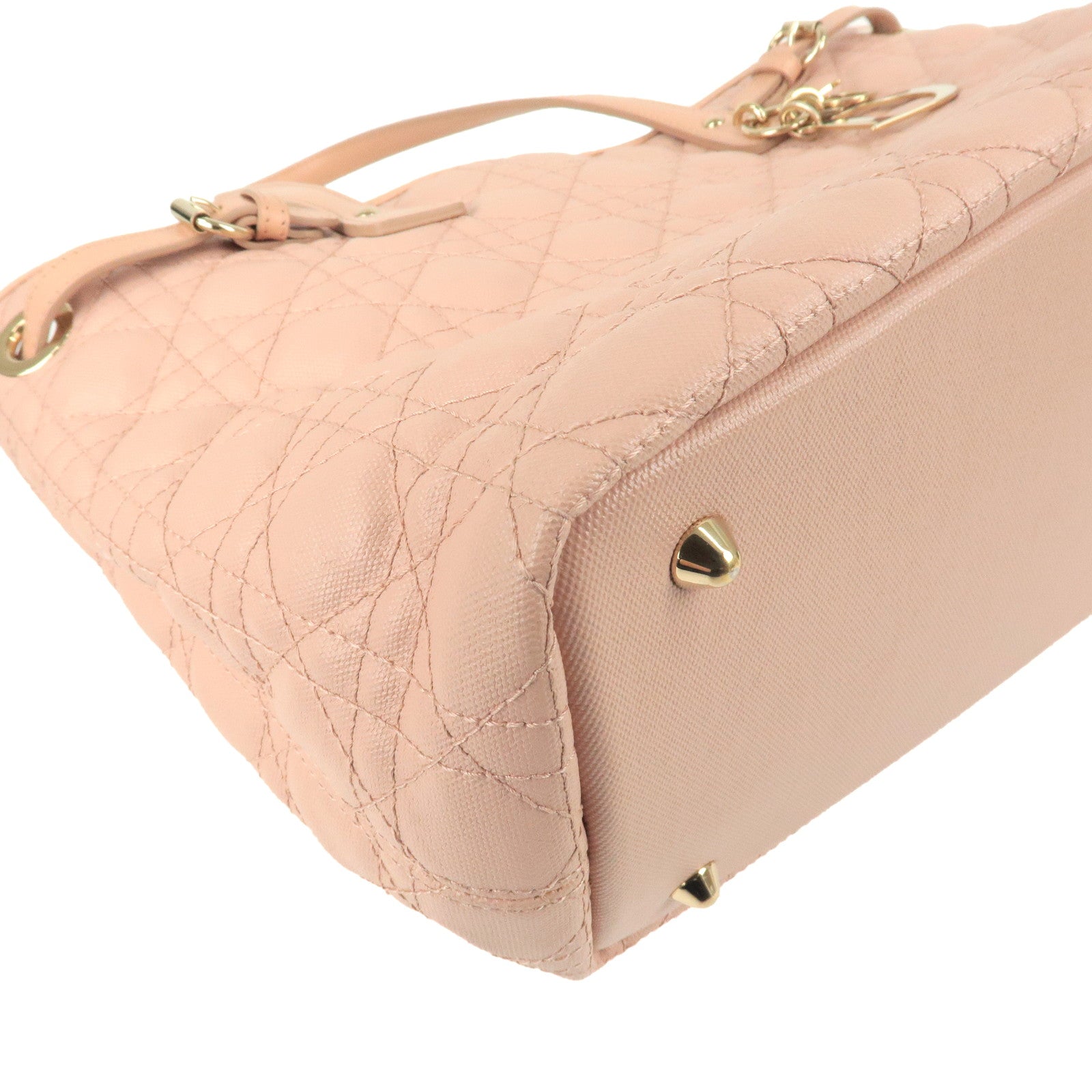 Christian Dior Cannage Panarea Tote Bag Shoulder Bag Pink Used