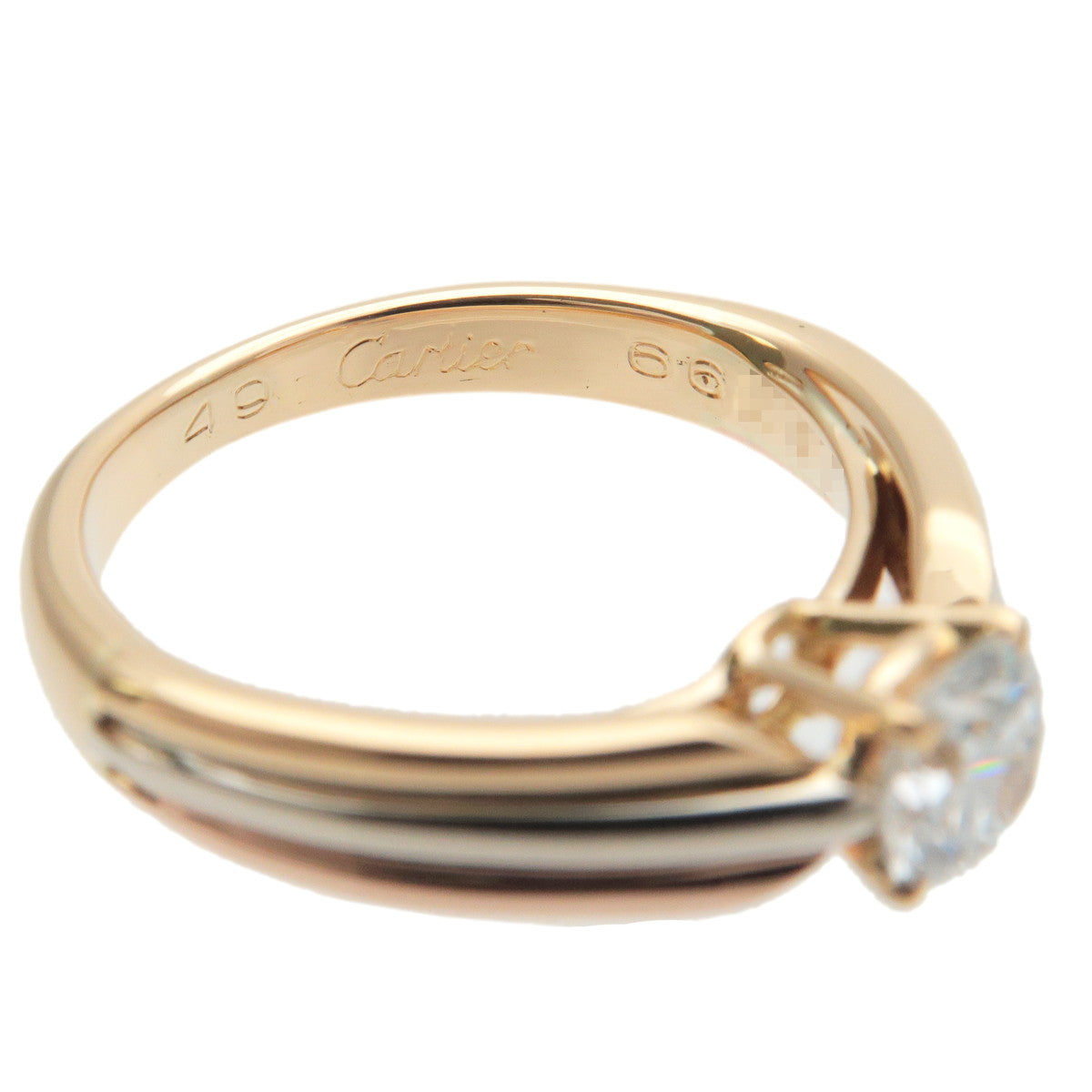 Cartier Solitaire Diamond Ring K18 750YG/WG/PG #49 US4.5-5