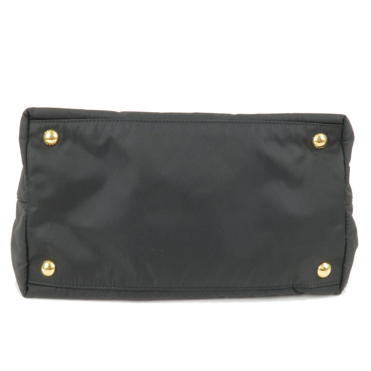 PRADA Logo Nylon Leather Ribbon Tote Bag Black NERO BN1601