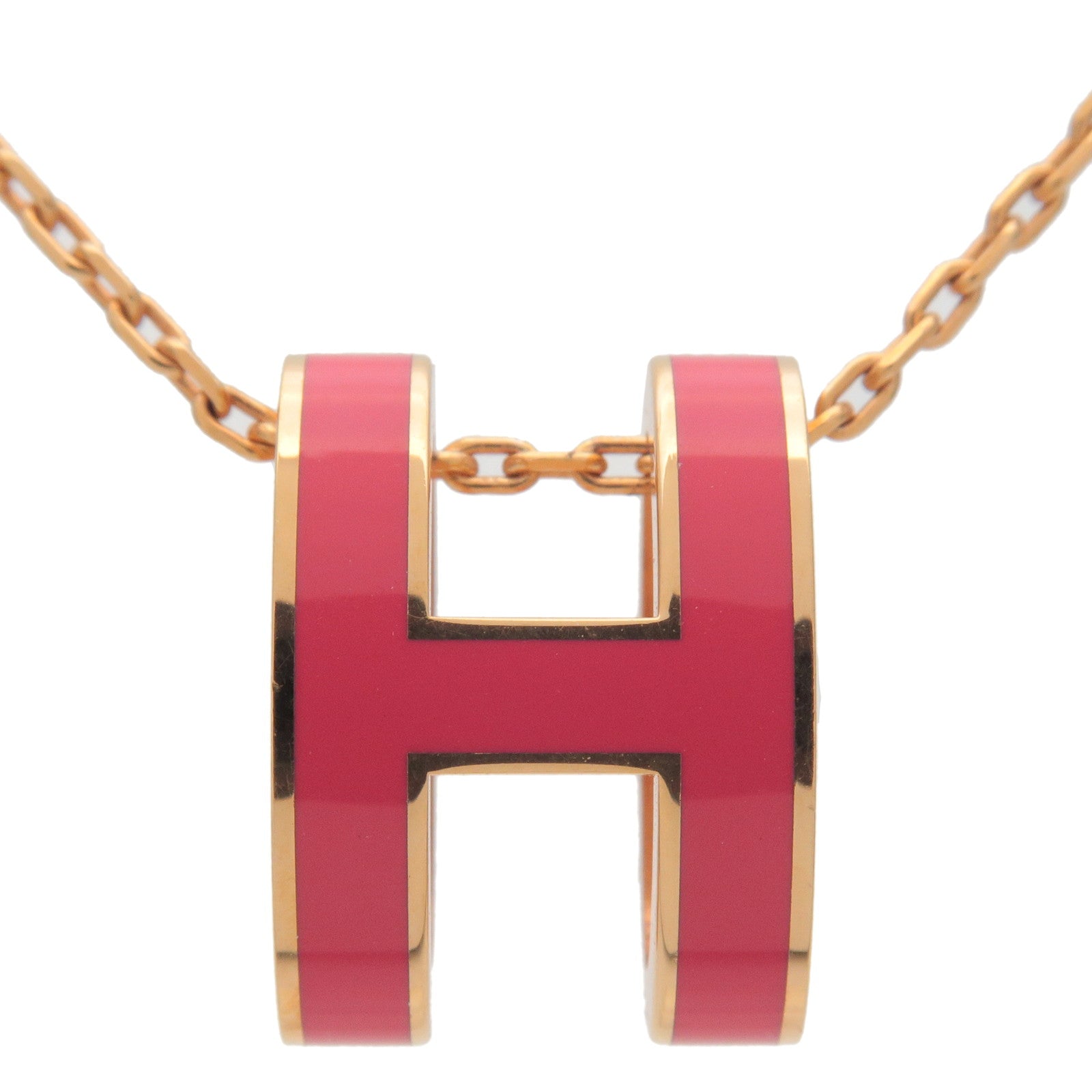 Hermes-Pop-Ash-H-Logo-Necklace-Rose-Gold-Pink-Metal