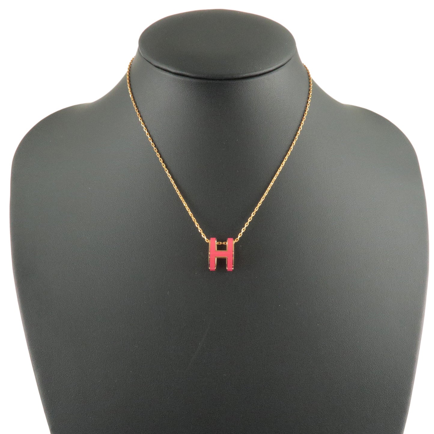 Hermes Pop Ash H Logo Necklace Rose Gold Pink Metal