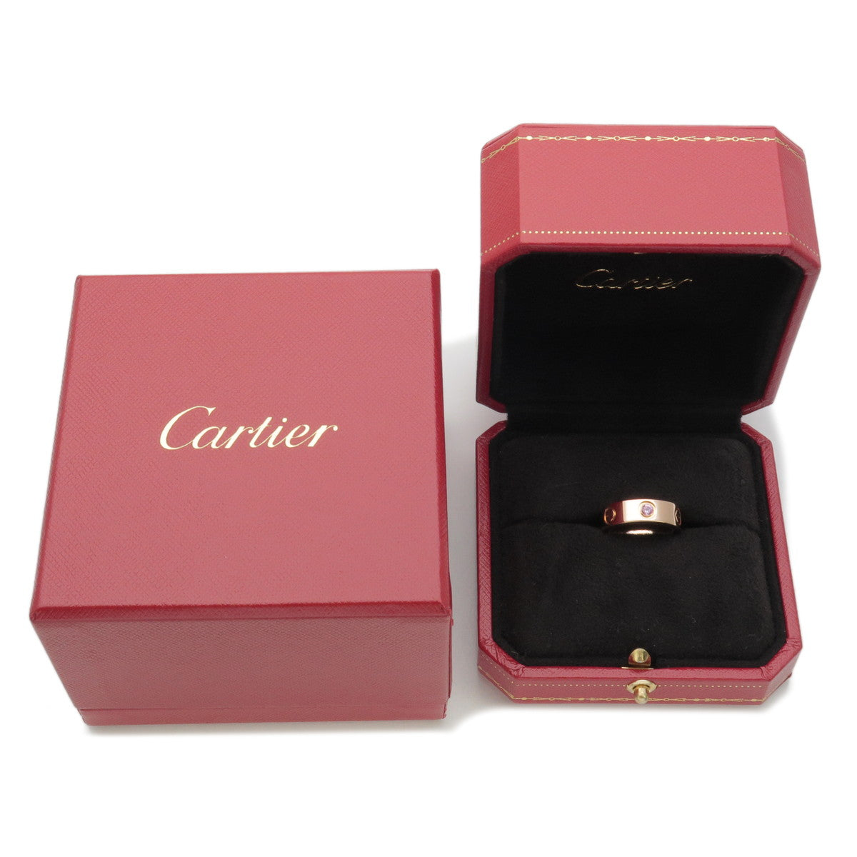 Cartier Love Ring 1P Pink Sapphire K18 Rose Gold #47 US4-4.5