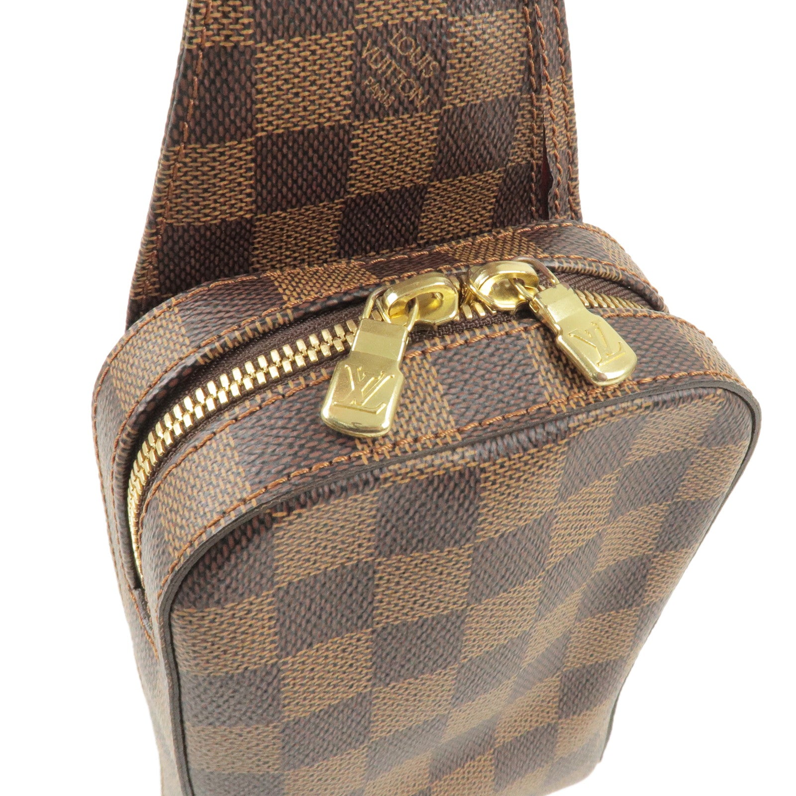 LOUIS VUITTON Authentic Men's Damier Body Bag Crossbody Jeronimos Brown  Leather