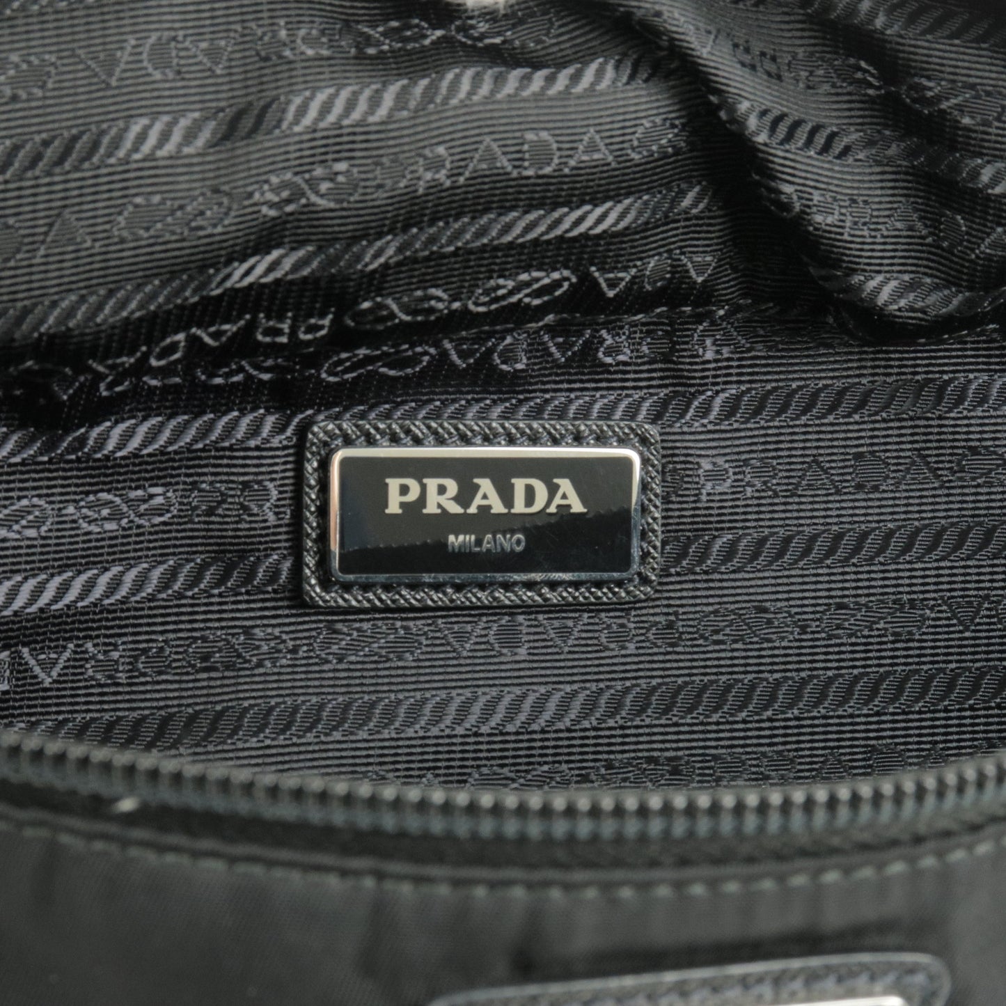 PRADA Logo Nylon Leather Waist Pouch Body Bag NERO Black
