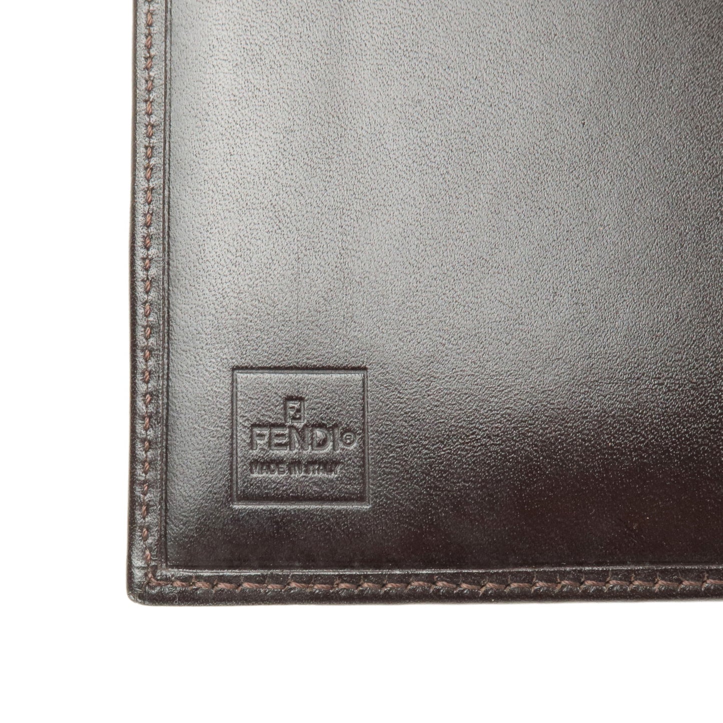 FENDI Zucca Canvas Leather Planner Cover Khaki Black Brown